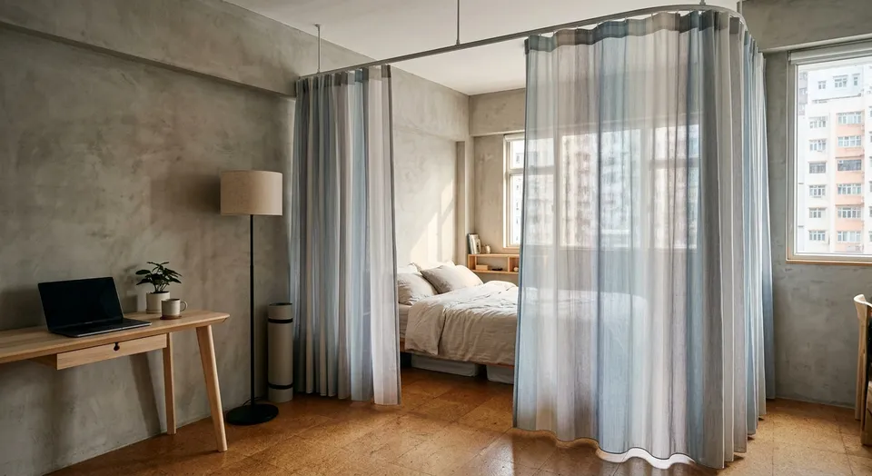 Soft Partitions in a 300-Square-Foot Home: Curtains and Function
