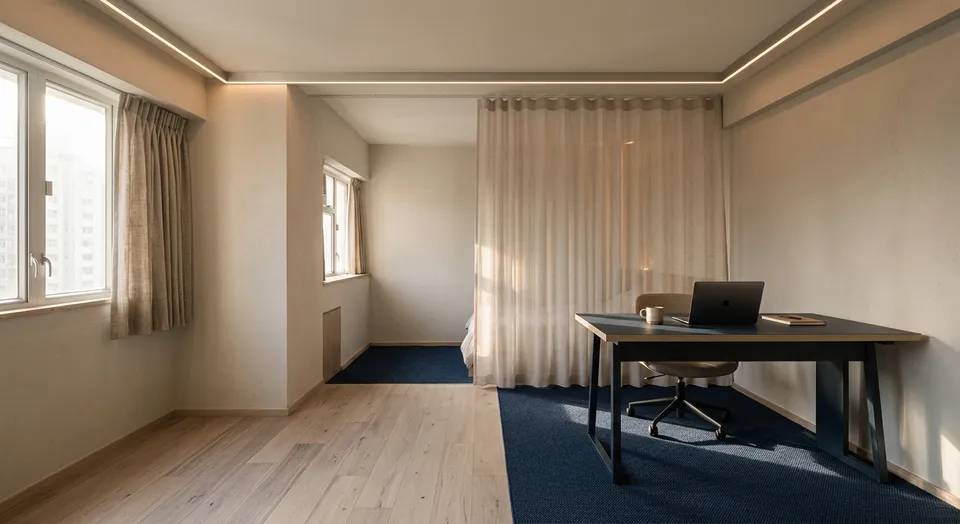 Visual Zoning Beneath Low Ceilings: Lighting and Partitions