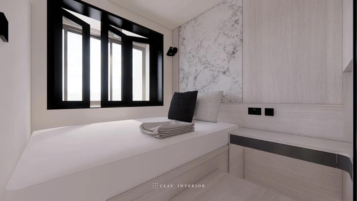Bedroom window-side daybed seating