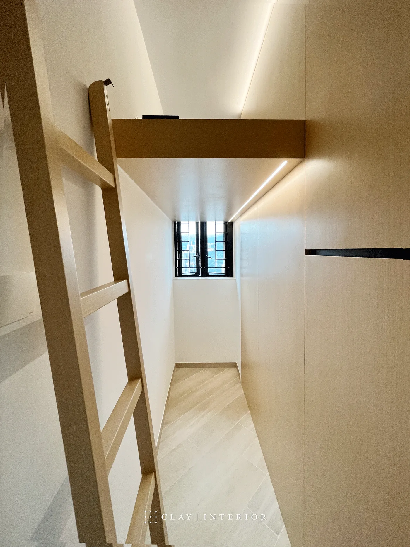 Loft storage space and timber staircase