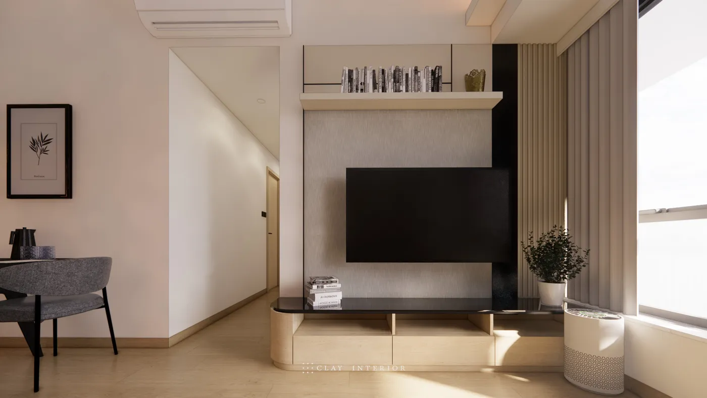 Living room TV wall and storage cabinet