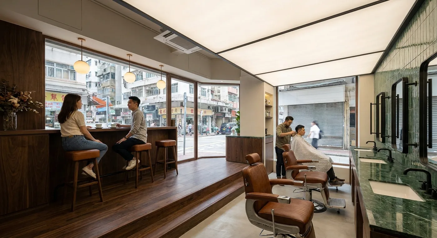 Maniac Barbier & Café, Montreal: Where Coffee Meets Grooming with Flair — CLAY Interior Design