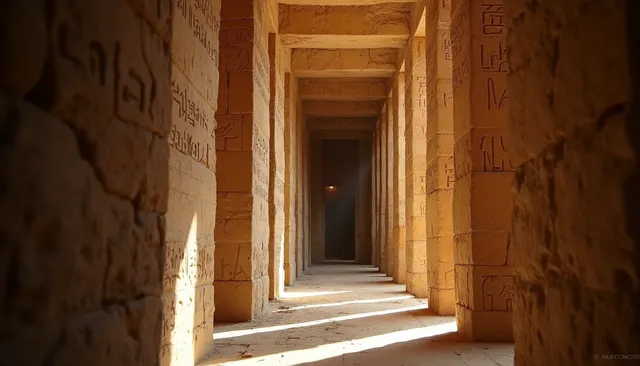Eye-level view of an ancient Egyptian burial chamber