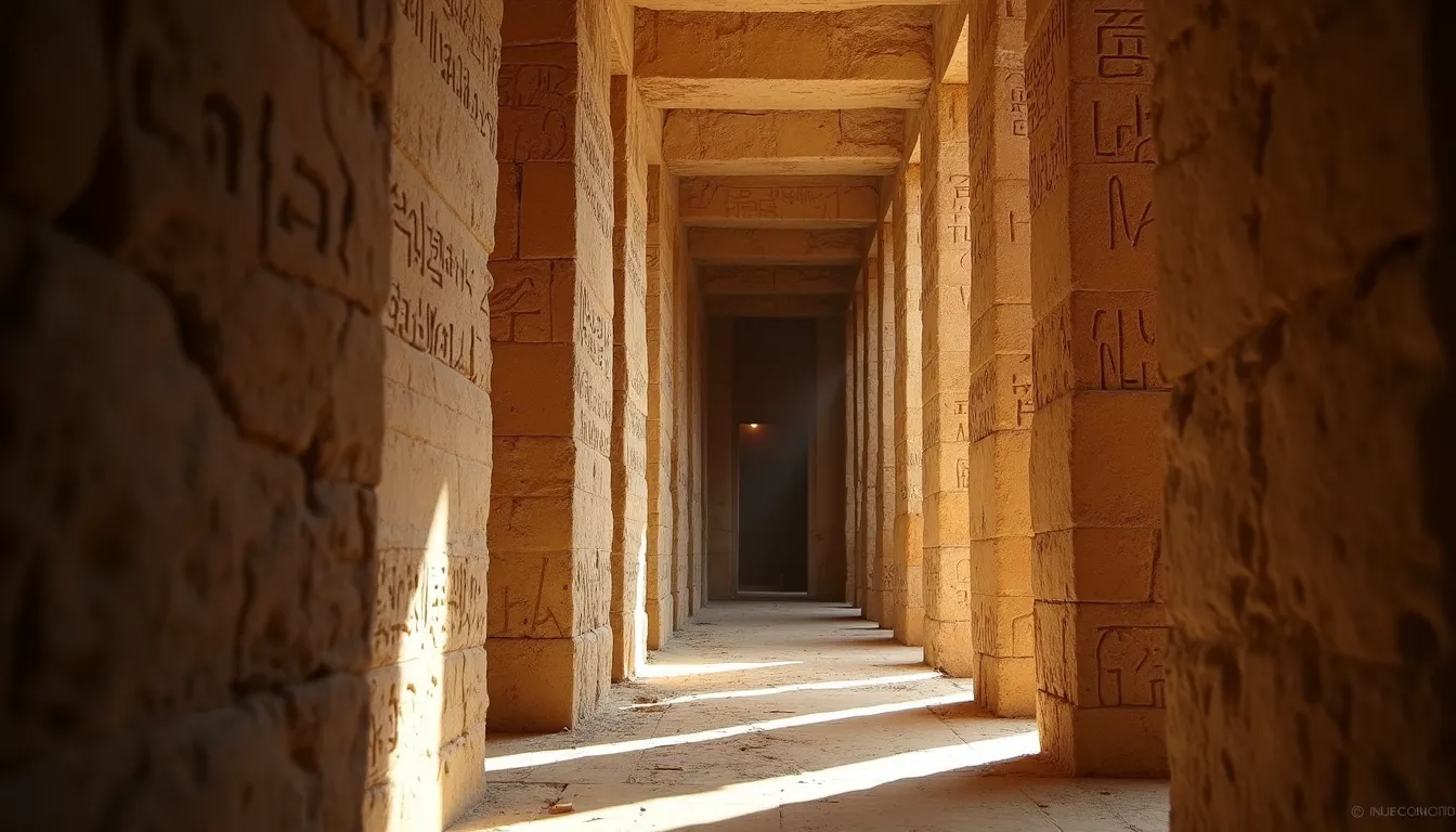 Eye-level view of an ancient Egyptian burial chamber